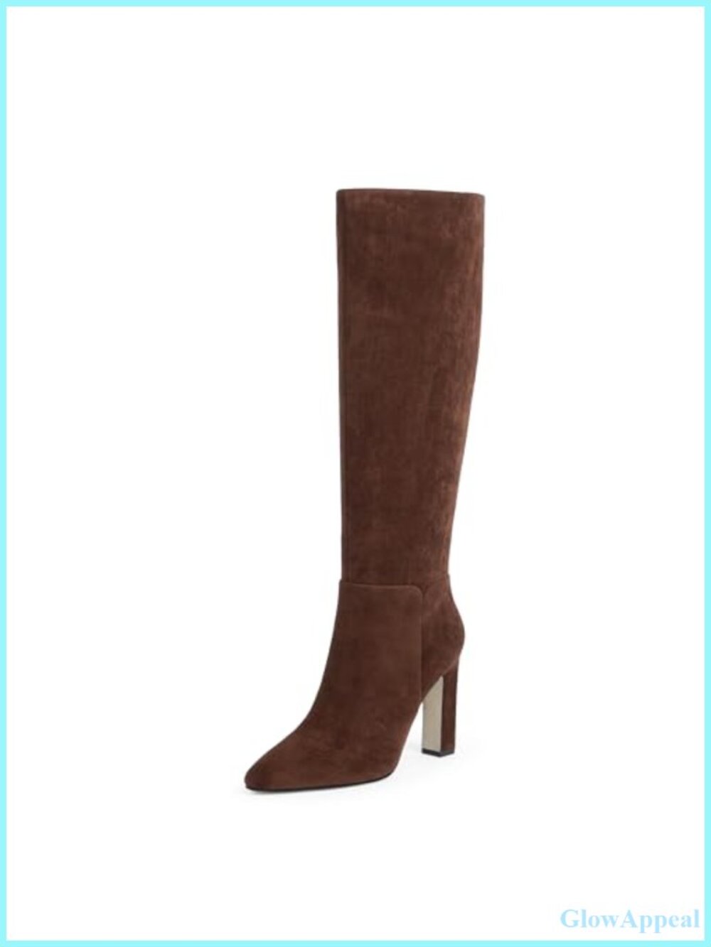 Women Knee High Boots Almond Toe Chunky Block Heel Faux Suede